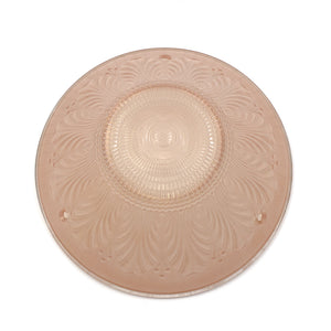 this is the top view of a vintage mid century pink glass three chain shade