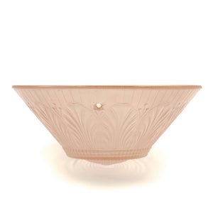 this is the side view of a vintage mid century pink glass three chain floral shade