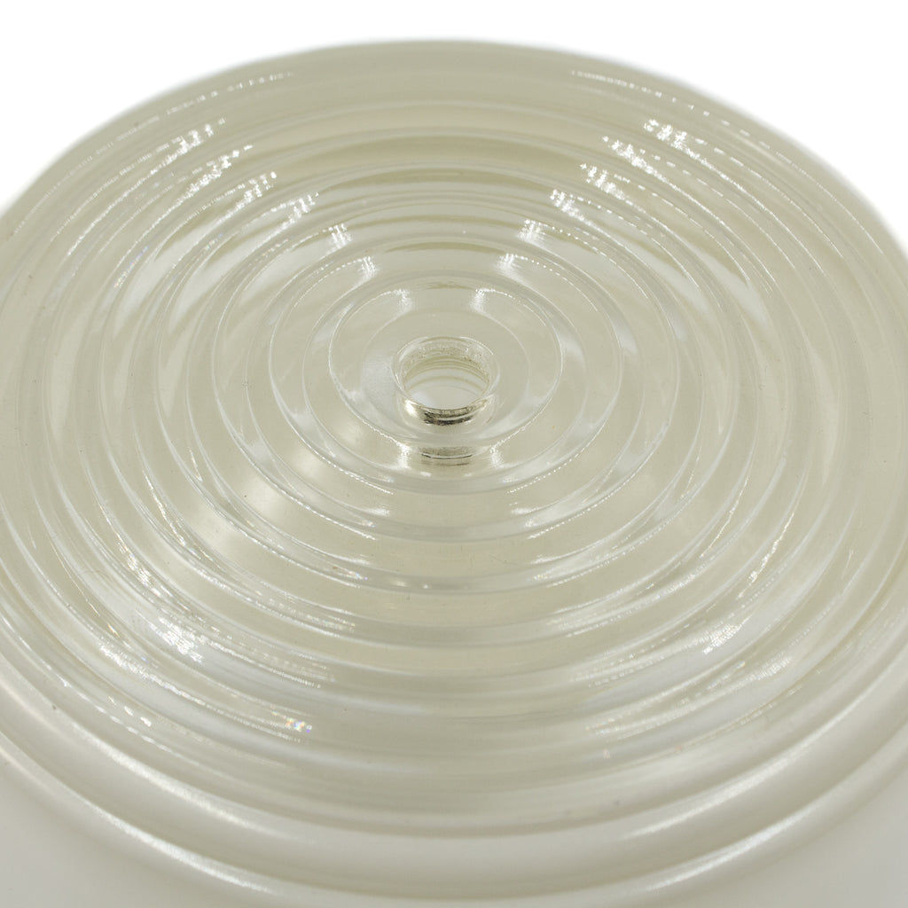 this is the detail of the bottom of a vintage mid century center mount drop in glass shade