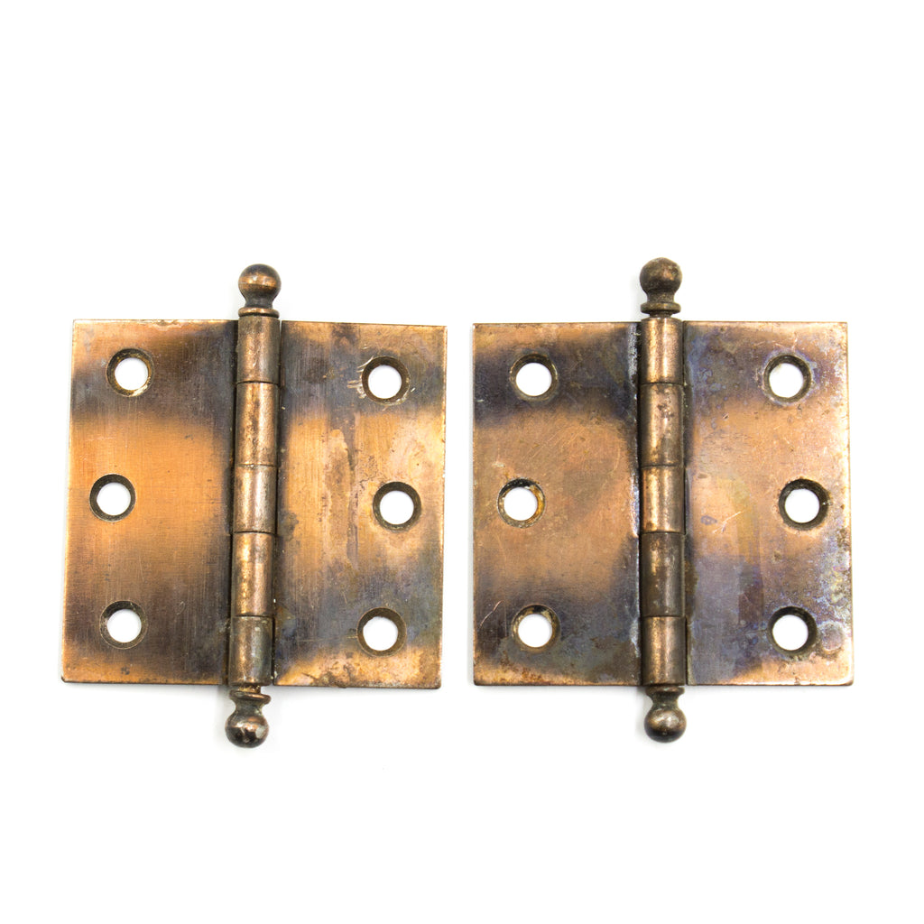 this is a pair of two vintage copper flash japanned hinges