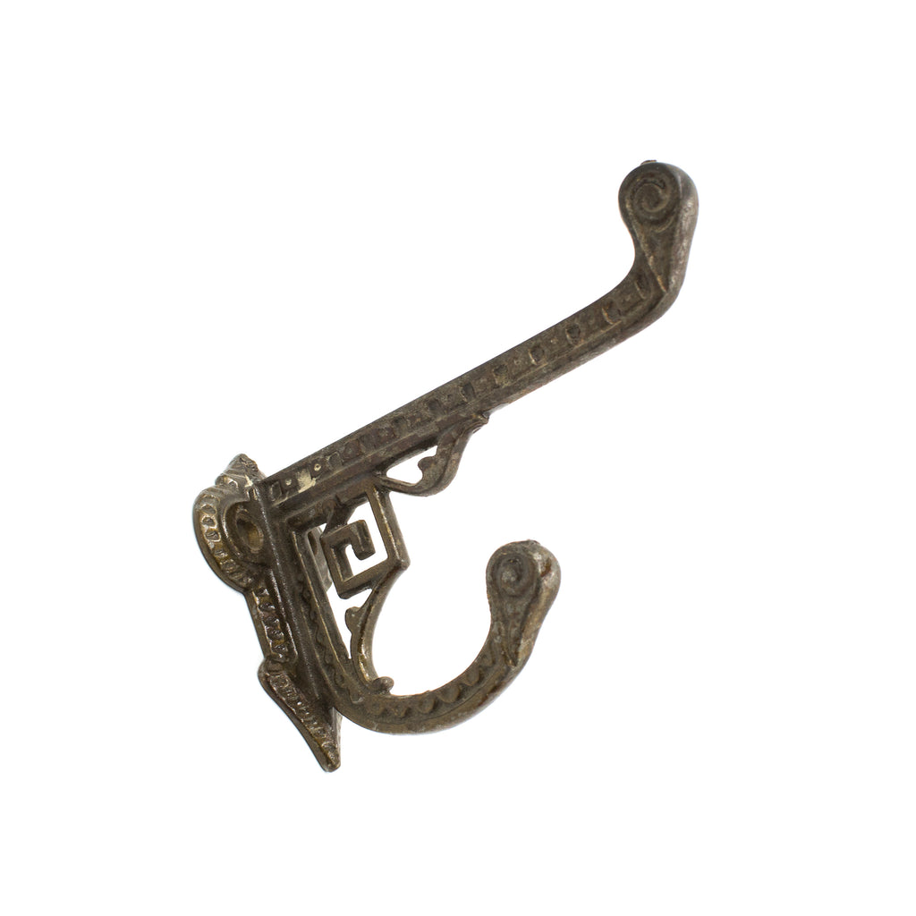 this is an angled view of an antique victorian double hook