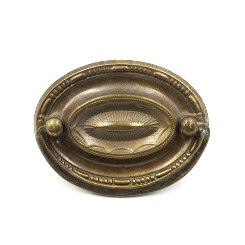 This is a single antique brass hepplewhite pull