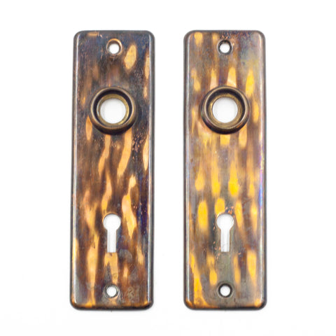 this is a pair of two vintage striped japanned backplates