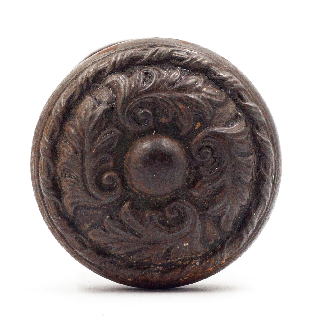 this is an up close picture of an antique Victorian lockwood doorknob