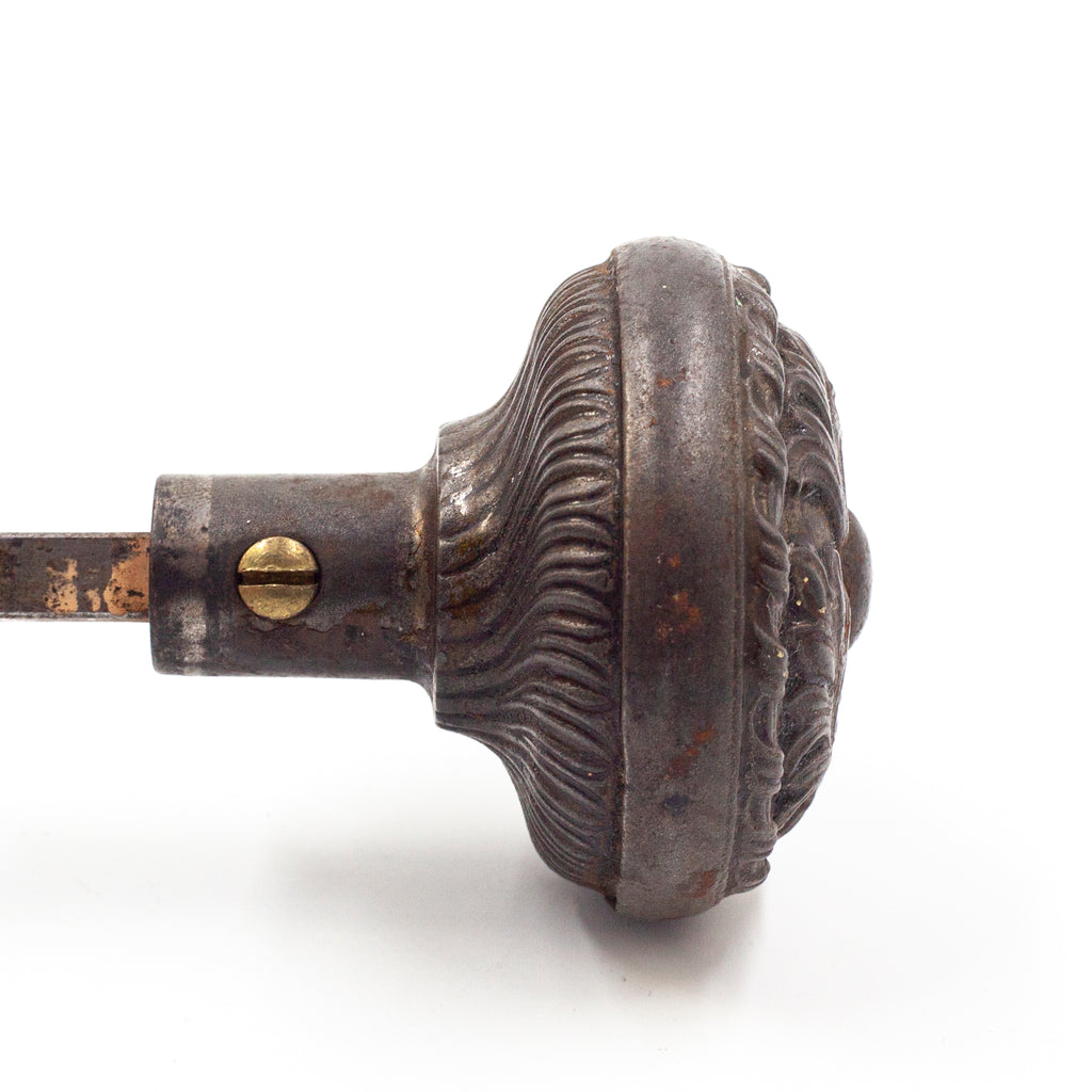 this is a profile view of an antique Victorian lockwood doorknob 