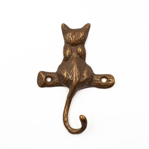 Cast Brass Cat Hook