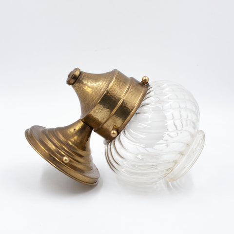 Hammered Brass & Swirled Glass Sconce