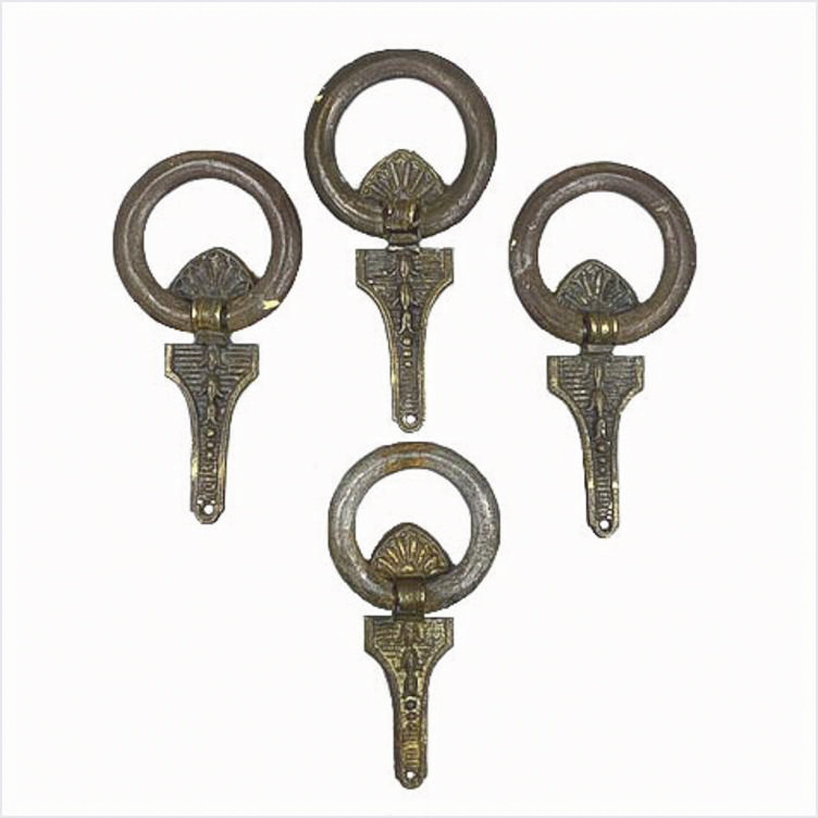 Geometric Art Nouveau Brass Ring Pulls