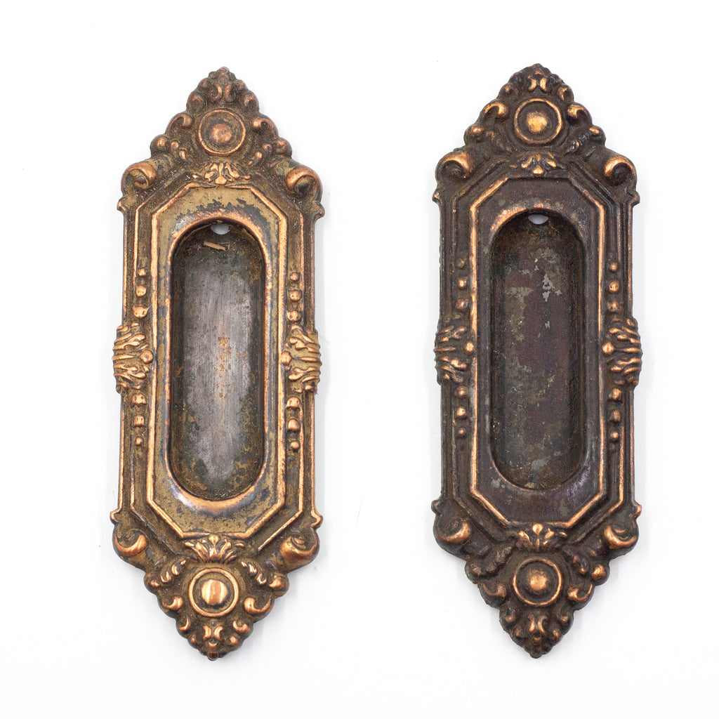 This is a set of antique Victorian brass window lifts 